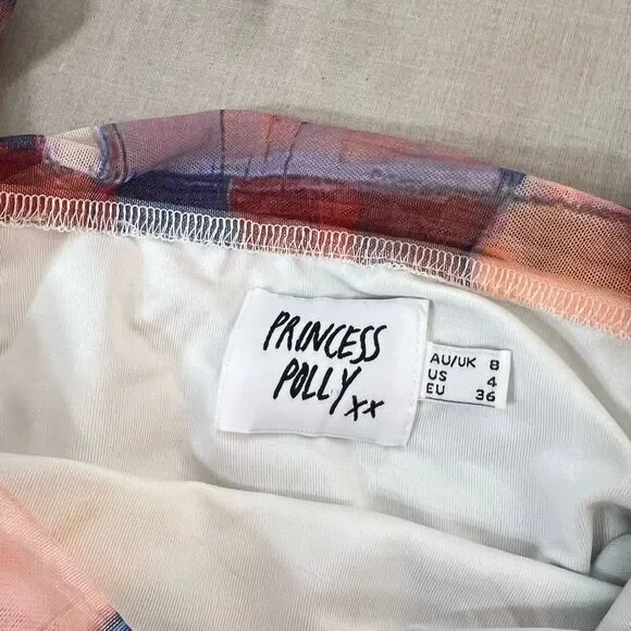 Princess poly multicolored long sleeve ruched body con mini dress size 4 - Picture 12 of 15